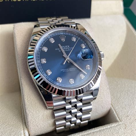 mens rolex watches blue face|Rolex 41 datejust blue dial.